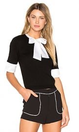 Alice   Olivia Ciel Tie Neck Sweater in Black  amp  White from Revolve com at Revolve